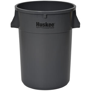 44gal Gray Polyethylene NSF Round w/o Lid Labeled Waste