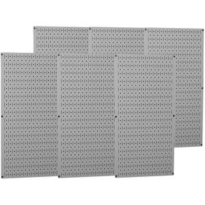 8' Industrial Pegboard Section - Gray Powder-Coated Metal Tool Board ...