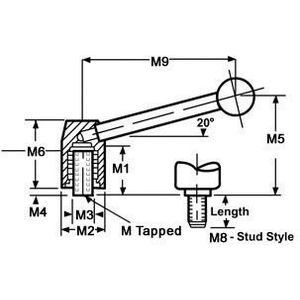 MA-27650 #3 x 5/8-11 x 2.17Scw Projecting Stud HD Adjustable