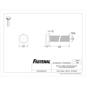 M16-2.0 x 200mm DIN 933 Class 8.8 Zinc Finish Hex Cap Screw | Fastenal