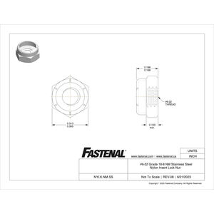 6-32 Grade 18-8 NM Stainless Steel Nylon Insert Lock Nut | Fastenal