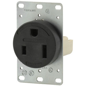 50A 125V 2P 3W 5-50 Black Straight Flush Mounting Single Receptacle ...