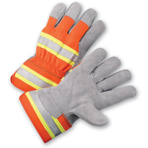XL Gray/Hi-Vis Orange Premium Split Cowhide Cotton Lined