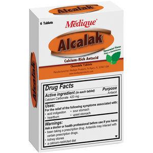 Medique Alcalak Mint Chewable Antacid Tablets 3 2ct Pack Fastenal