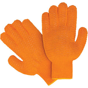 L Orange Cotton Blend Plastic Coated Criss Cross Grip Knit Wrist Work ...