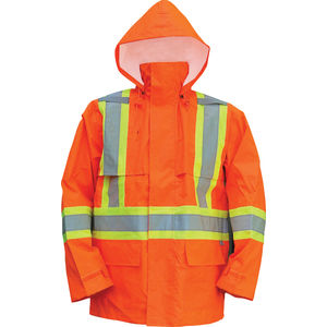 XL Fluorescent Orange 6323JO Open Road® Hooded Rain Jacket w/ 4