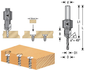 7 16 X 3 Oal Carbide Tipped Countersink For 10 Screw